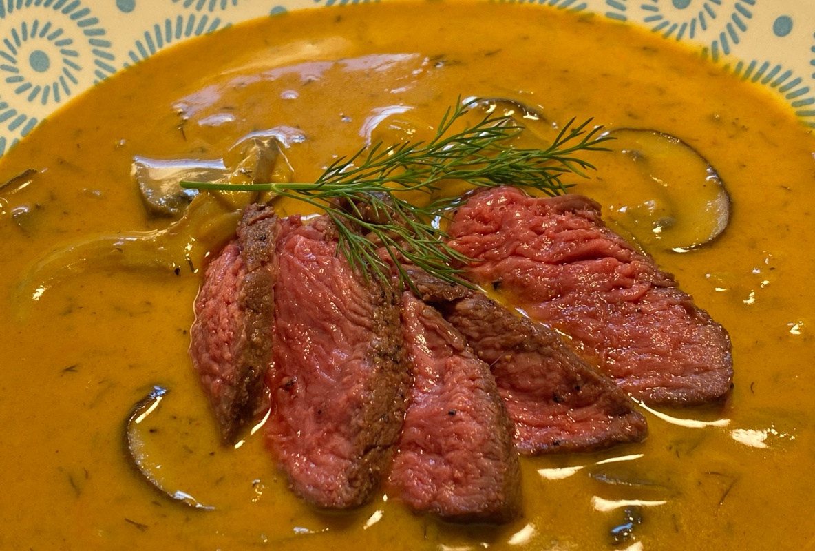 Hearty Mushroom Soup with Steak